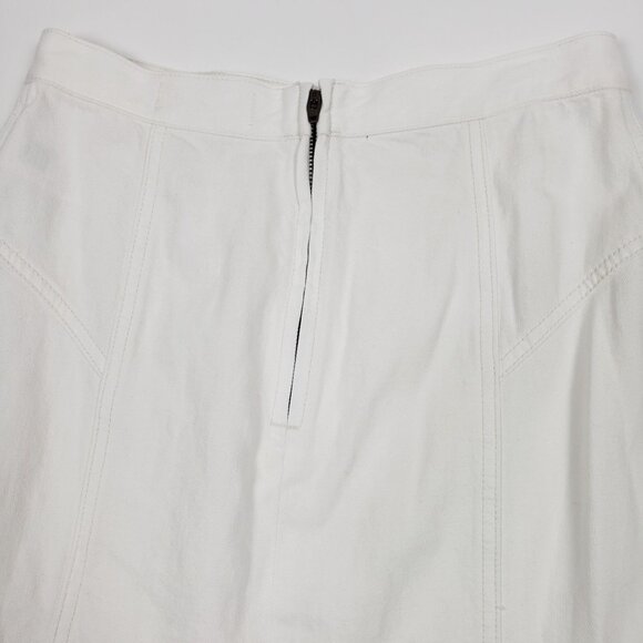 Madewell Fluted Midi Skirt Women’s 25 Tile White Cotton Denim Raw Hem Flared NWT - Picture 12 of 16